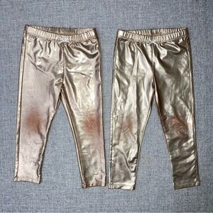 TWO pAIRS Pink Chicken 3T gold lamé leggings play condition